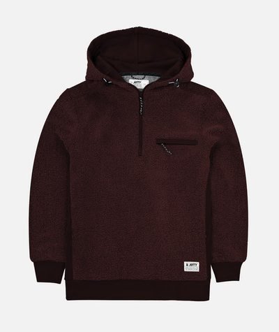Load image into Gallery viewer, Jetty Port Sherpa Hooded Jacket Oxblood - FULLSEND SKI AND OUTDOOR
